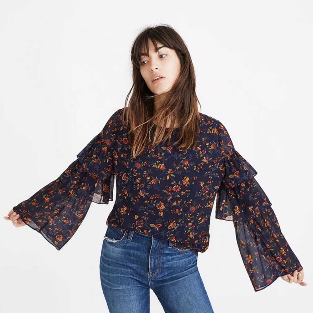 Madewell Climbing Vine Ruffle Sleeve Blouse